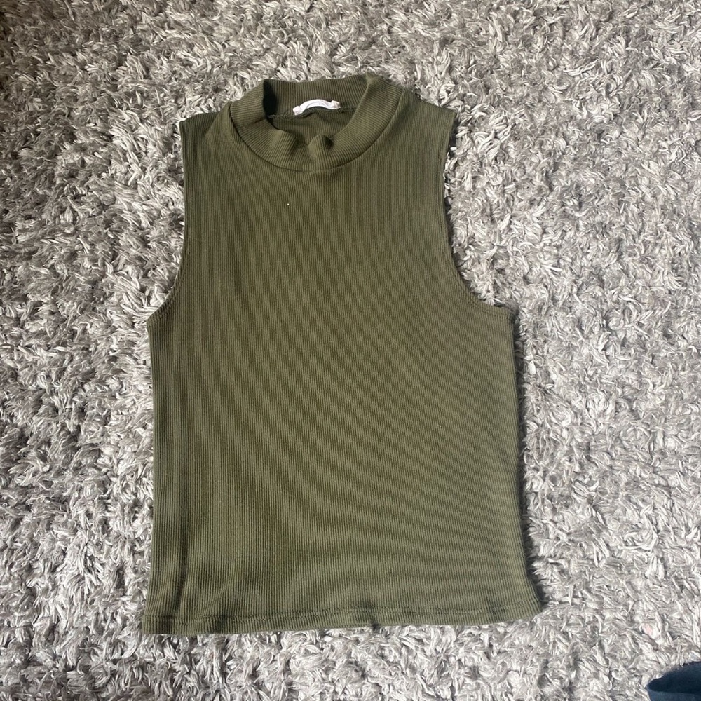 Olive green muscle turtle neck